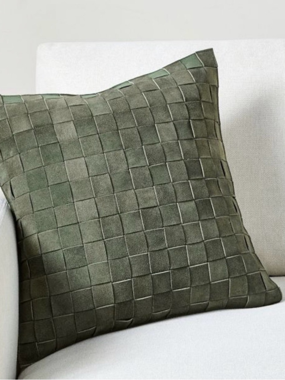 NWT pottery barn Basketweave Suede Pillow Cover - Olive 18x18